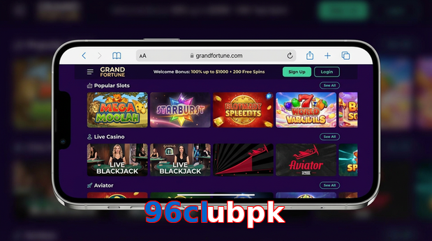 Main screen of 96Clubpk ios page for PK players